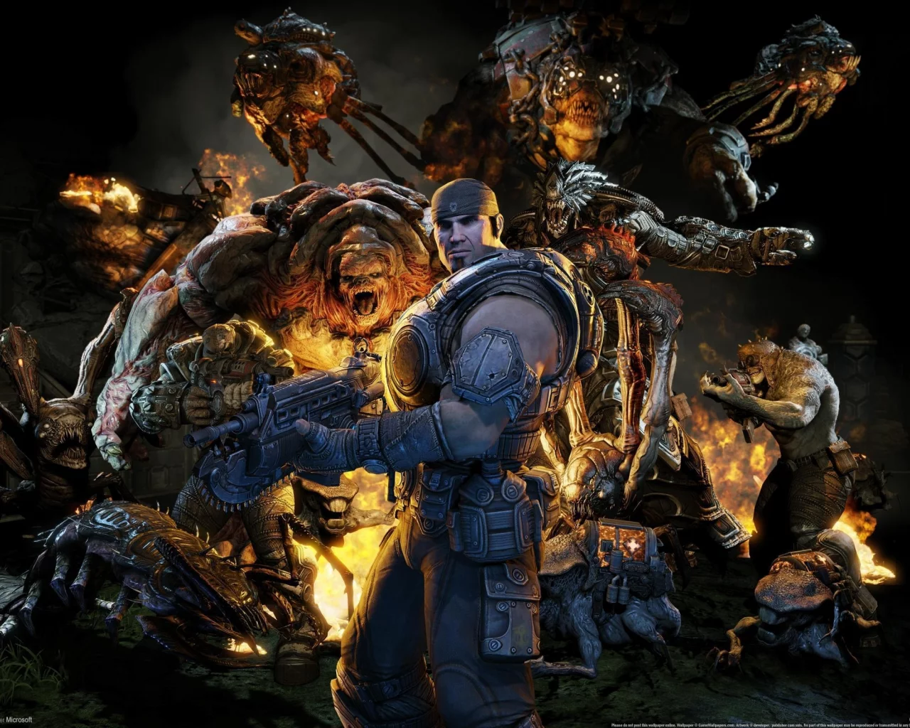 gears of war, lambent, marcus fenix, 3, монстры