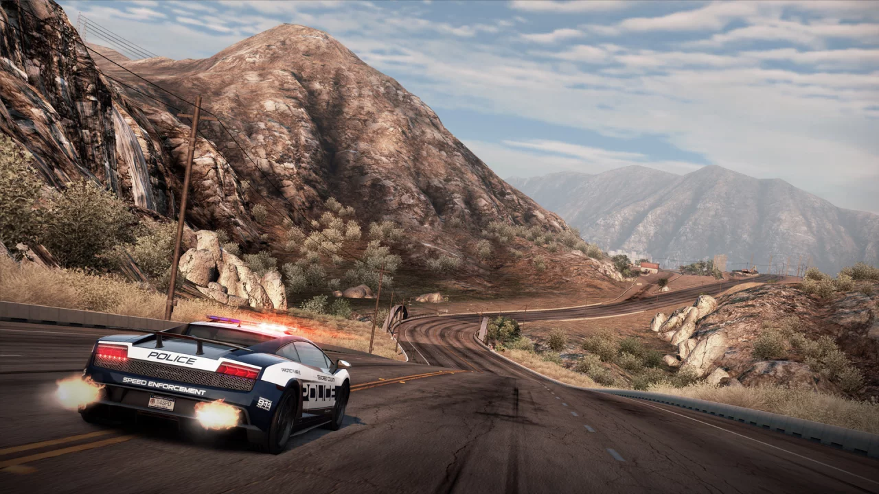 полиция, трасса, need for speed hot pursuit, lamborghini, шоссе, горы