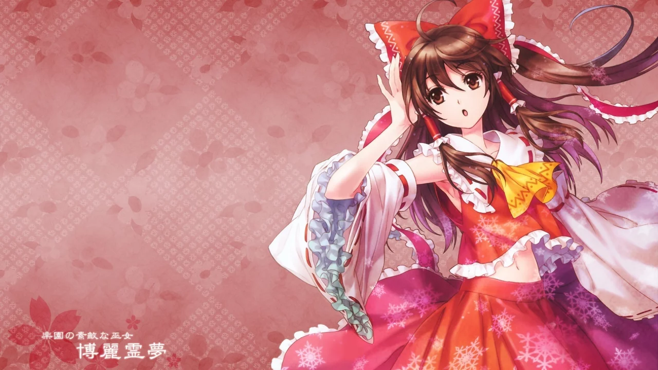девушка, reimu hakurei, touhou, красный