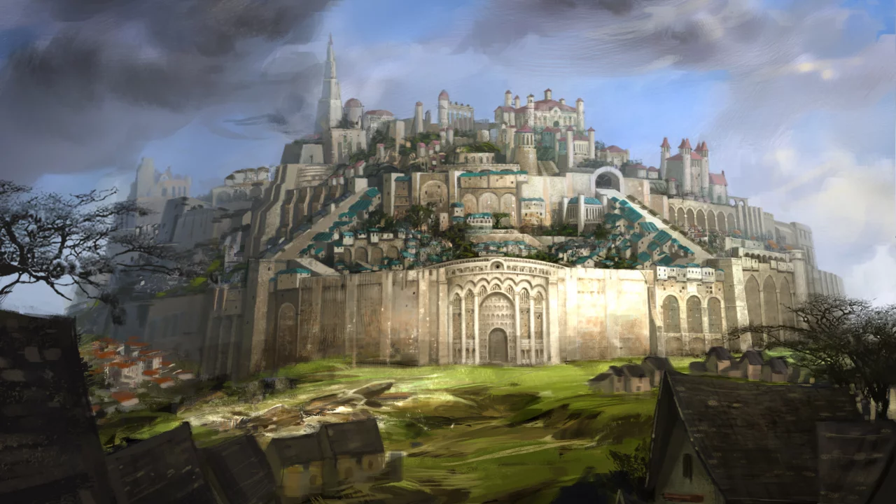 город, крепость, guild wars 2, рисунок