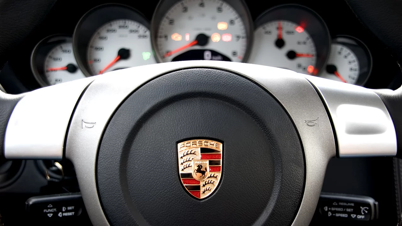 салон, клаксон, руль, панель, логотип, porsche