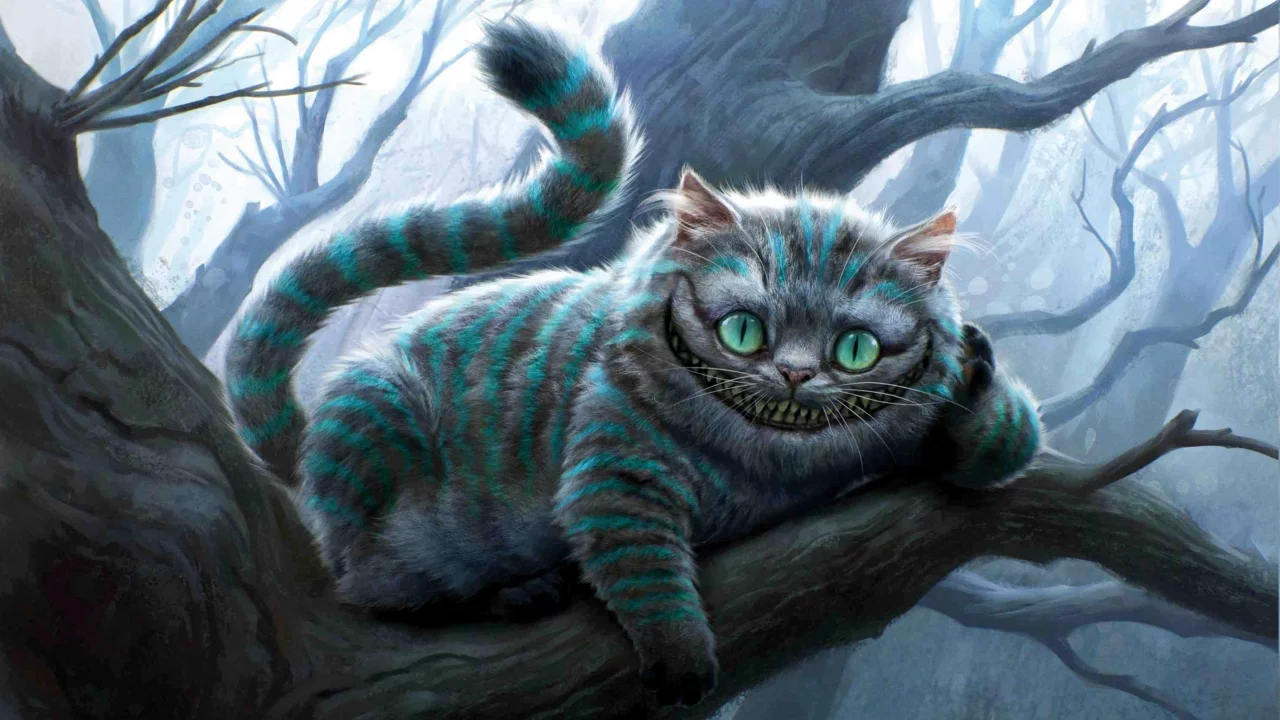 чеширский кот, лес, улыбка