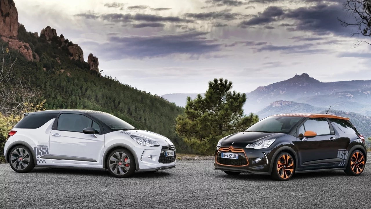 пейзаж, небо, горы, citroen, рэйсинг, дс3, чёрный, ситроен, racing, ds3, белый, дерево
