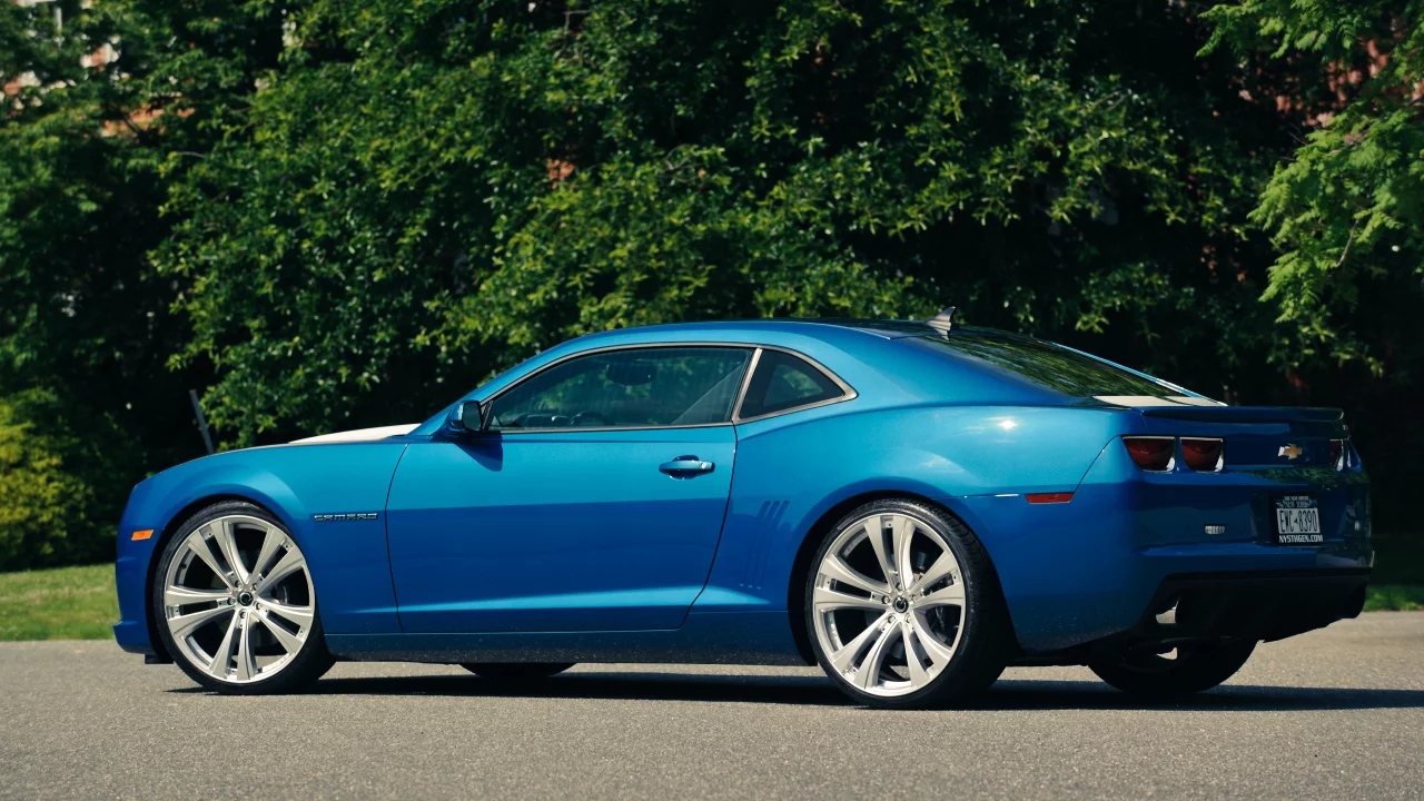 blue, cordon, деревья, ss, шевроле, задняя часть, синий, camaro, камаро, chevrolet, cr-1