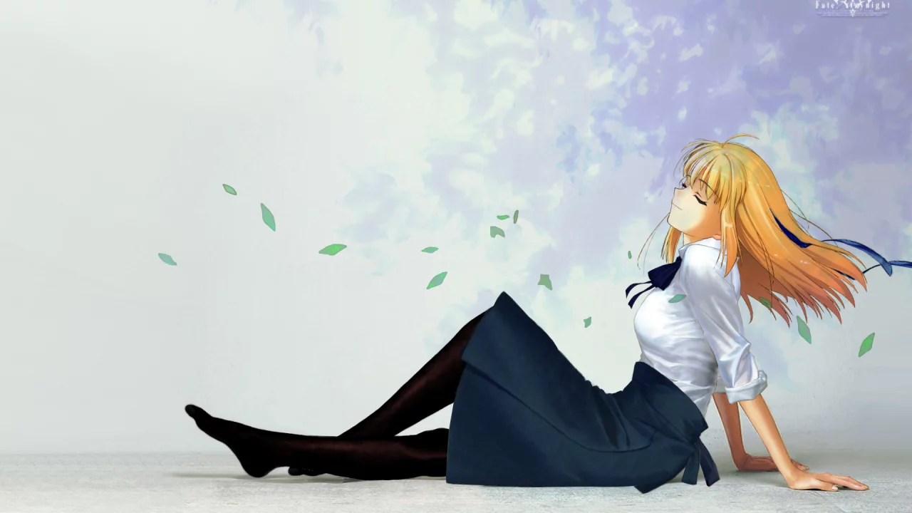 девушка, ветерок, fate stay night, волосы