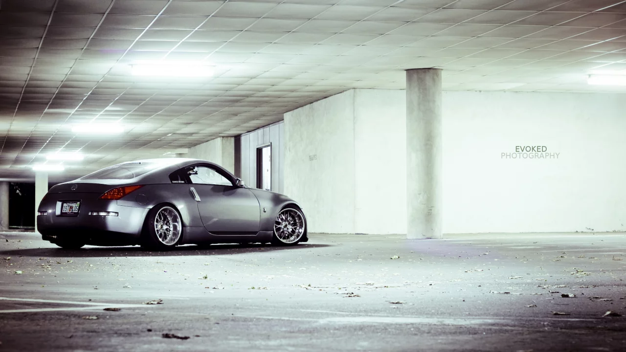 350z, четкая, evil&sexy 350z, дорога, темная, парковка, nissan