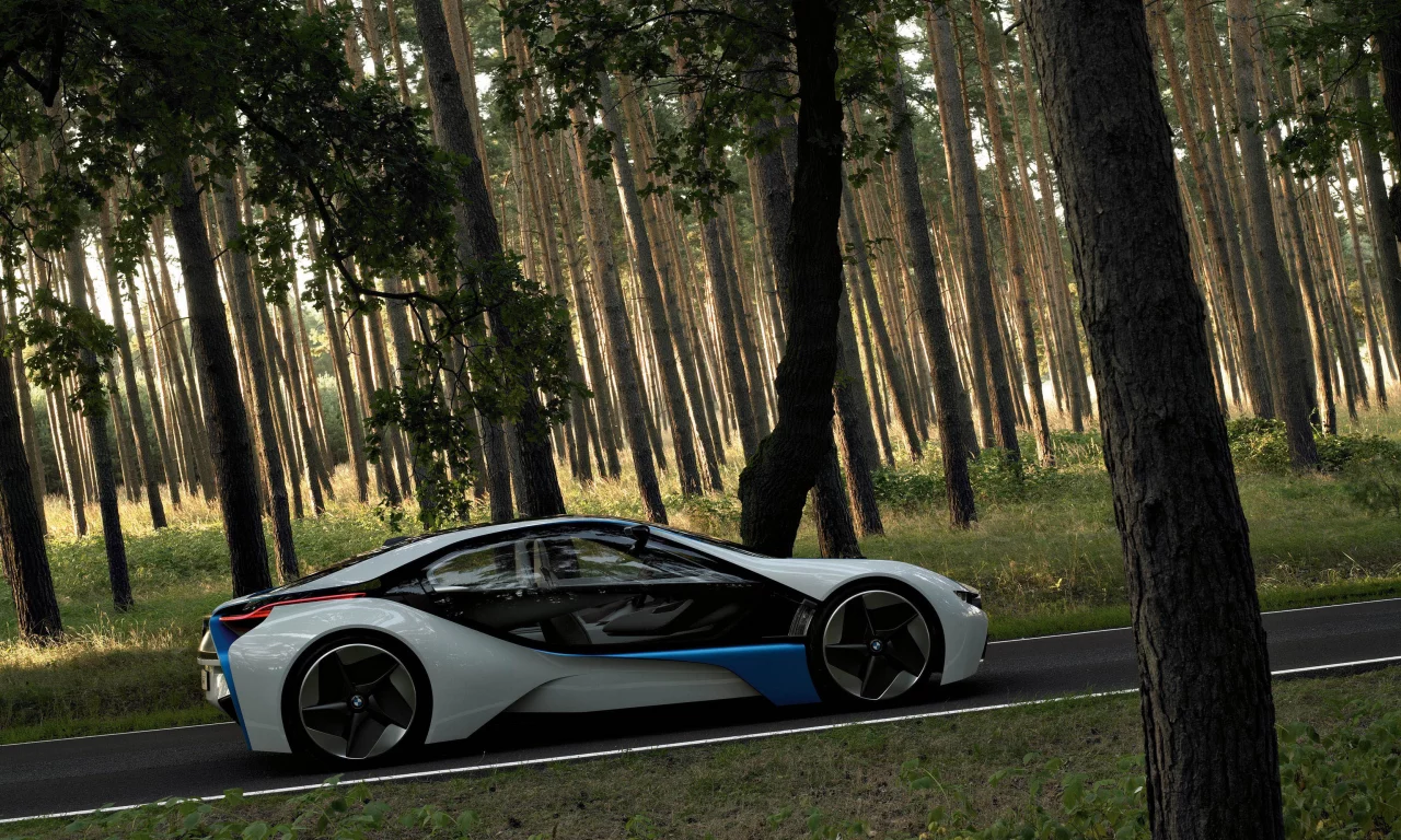 bmw, dynamics, лес, обои, vision, прототип, дорога, сосны