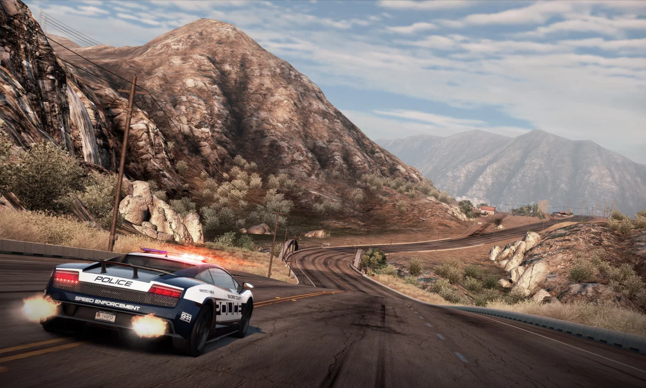 полиция, трасса, need for speed hot pursuit, lamborghini, шоссе, горы