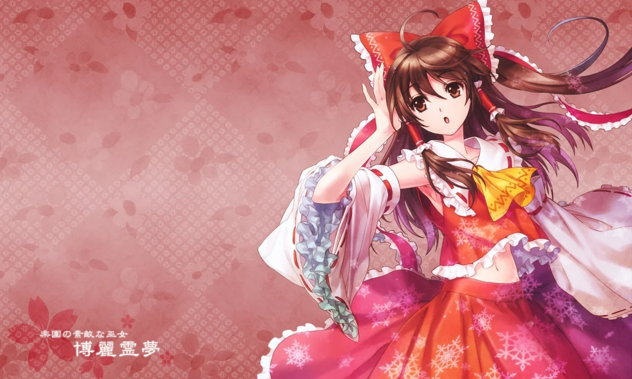 девушка, reimu hakurei, touhou, красный