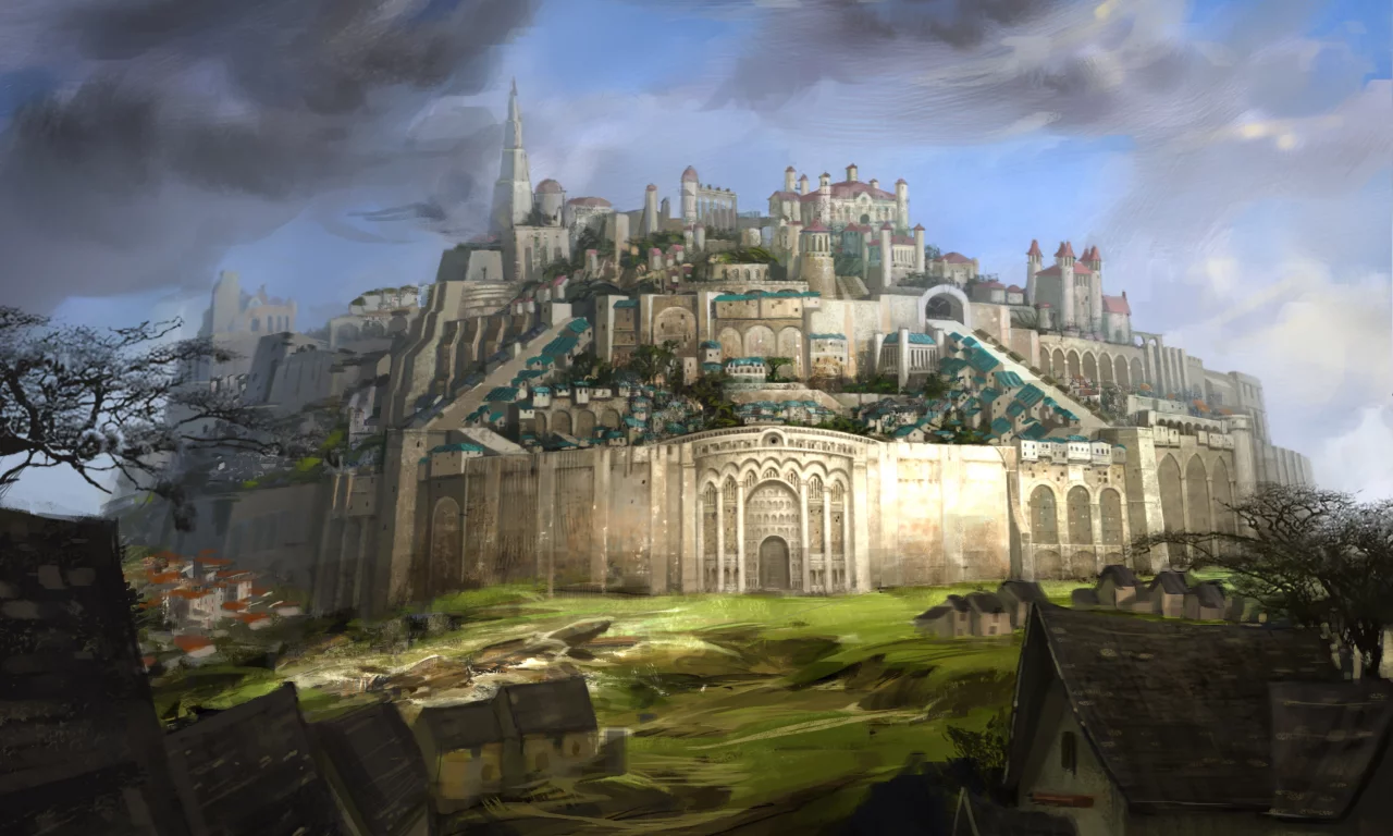 город, крепость, guild wars 2, рисунок