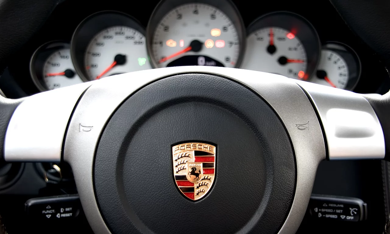 салон, клаксон, руль, панель, логотип, porsche
