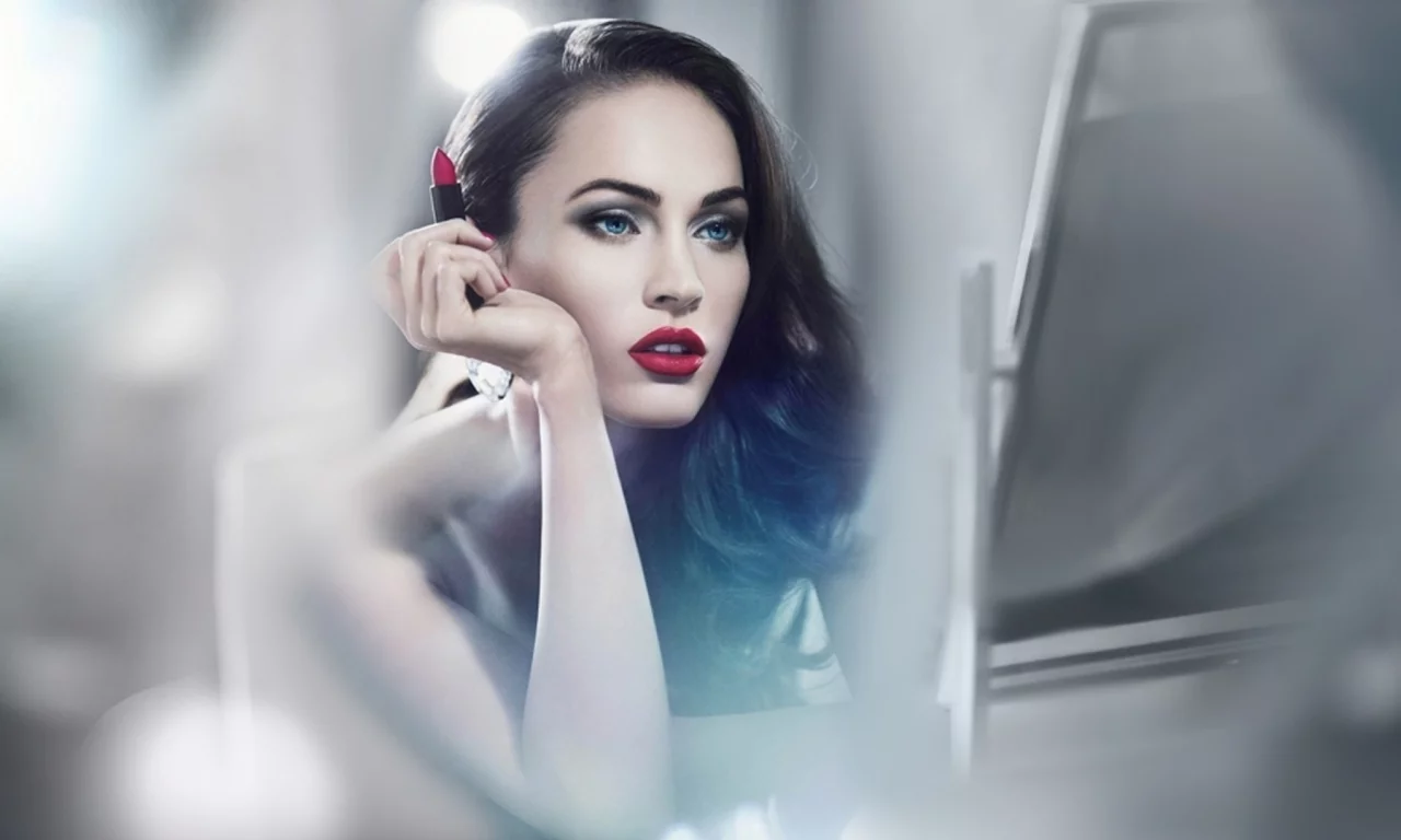 megan fox, лицо, взгляд, помада