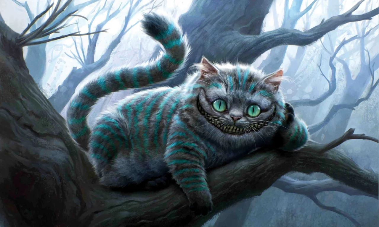 чеширский кот, лес, улыбка