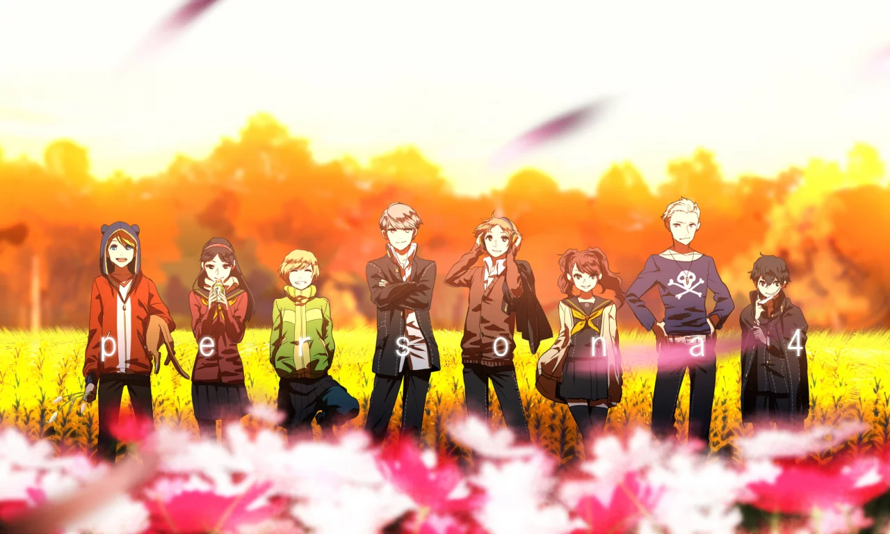 satonaka chie, tatsumi kanji, kujikawa rise, shirogane naoto, hanamura yousuke, narukami yuu, amagi yukiko, форма, школьники, persona 4 the animation, kuma