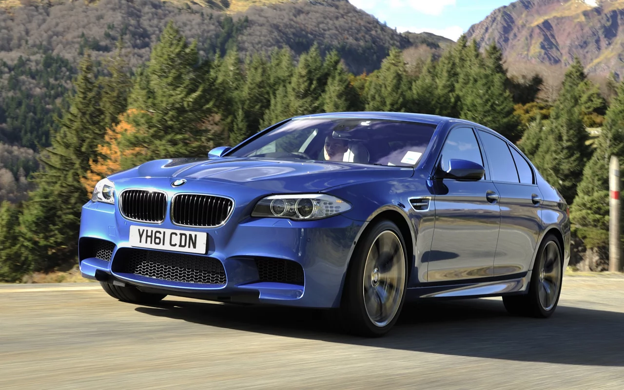 суперседан, дорога, синий, лес, скорость, m5, горы, м5, бмв, bmw, передок