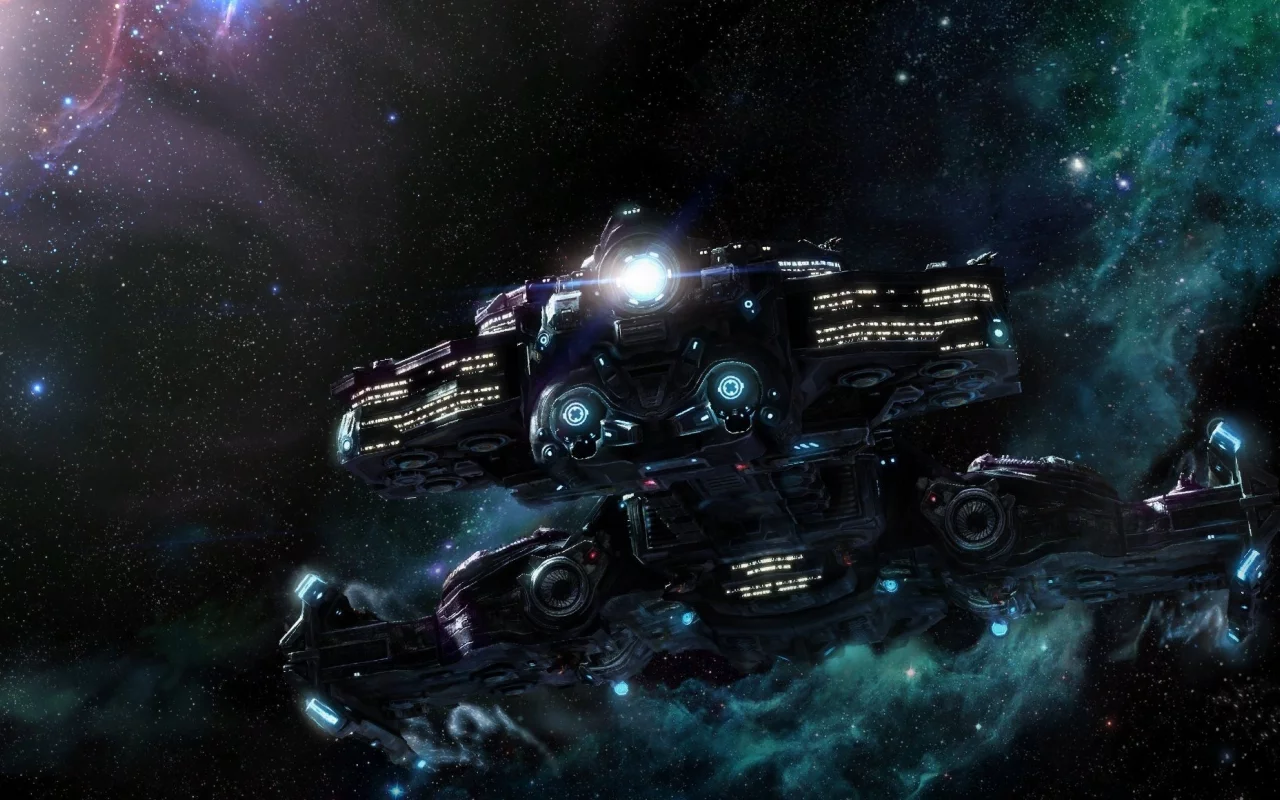 starcraft2, линейный крейсер, звезды, планета