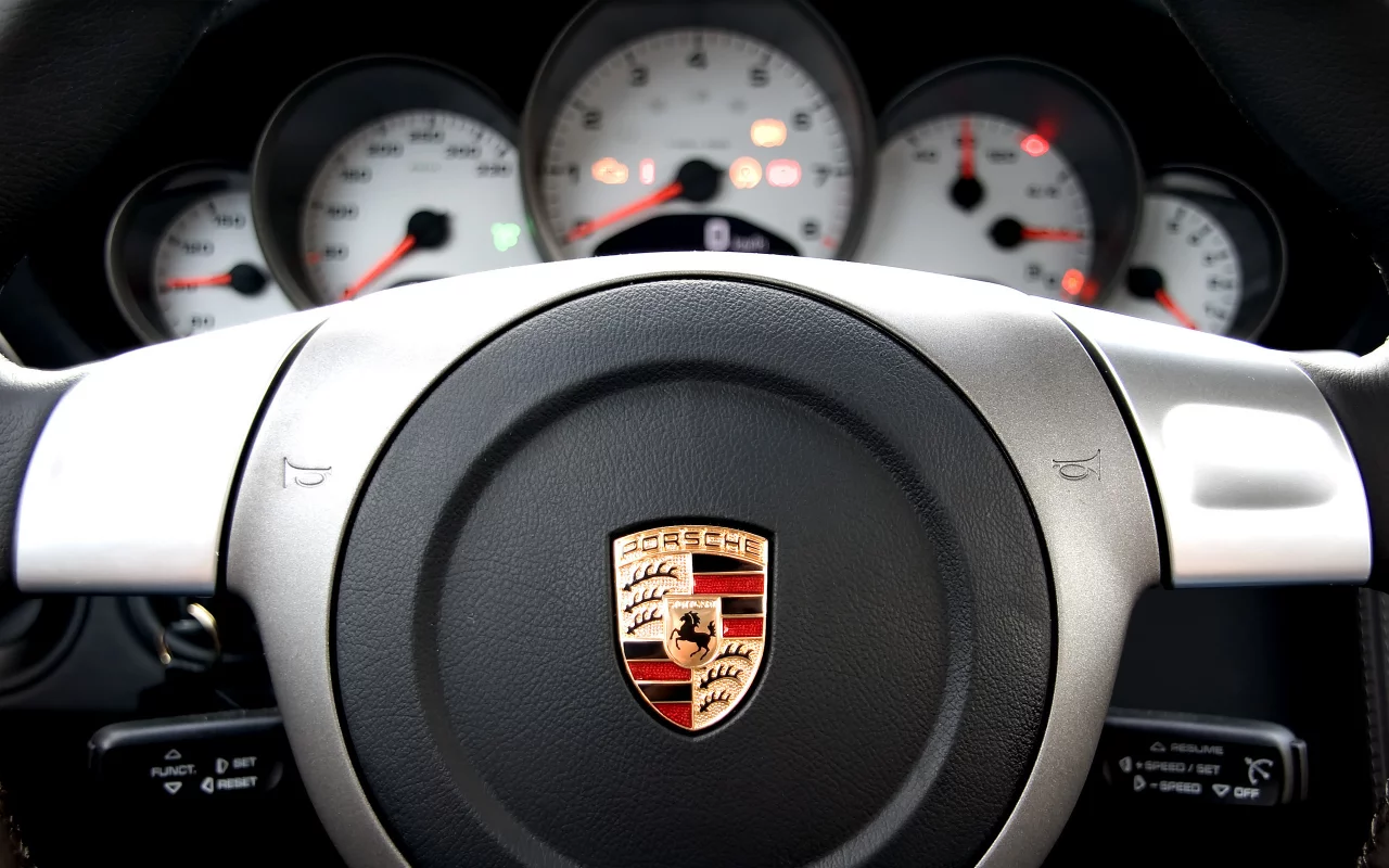 салон, клаксон, руль, панель, логотип, porsche