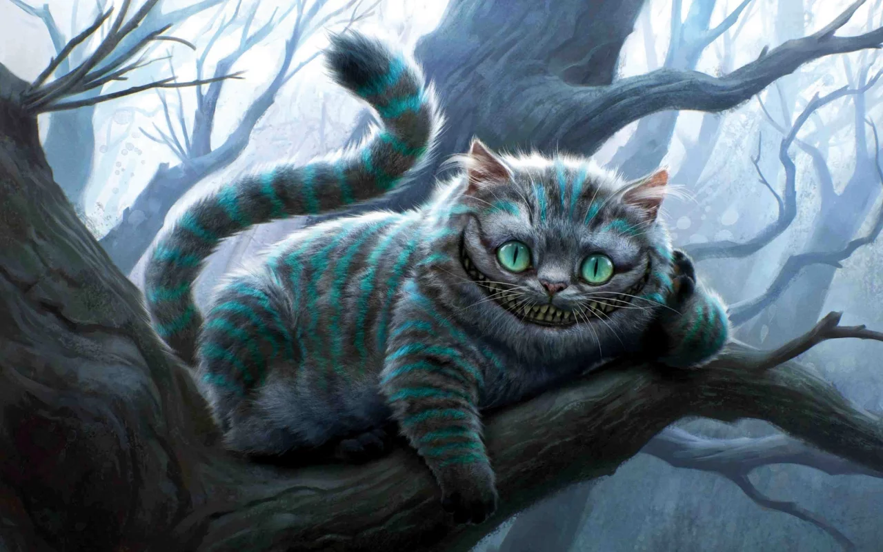 чеширский кот, лес, улыбка