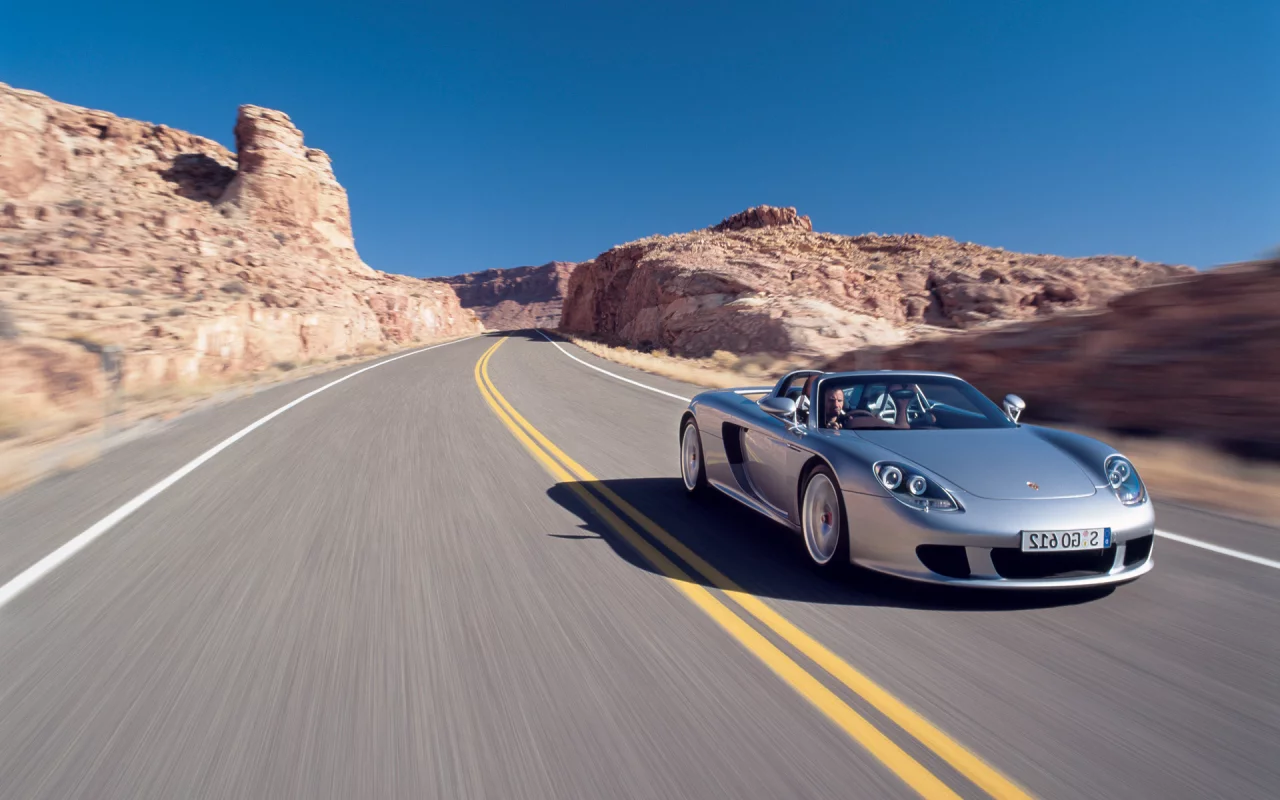 porsche, carrera gt, горы, дорога