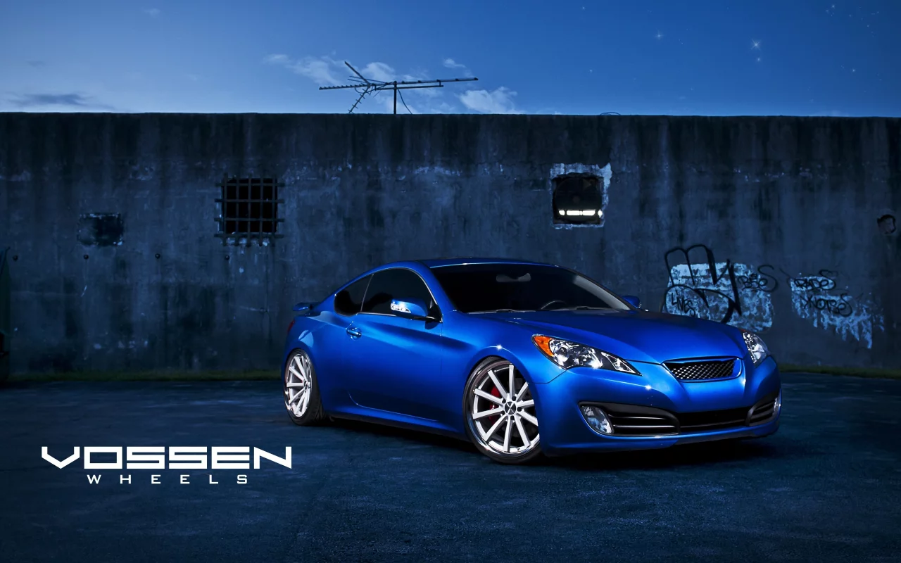 стена, hyundai, blue, синий, vossen wheels, genesis, антенна, хёндай