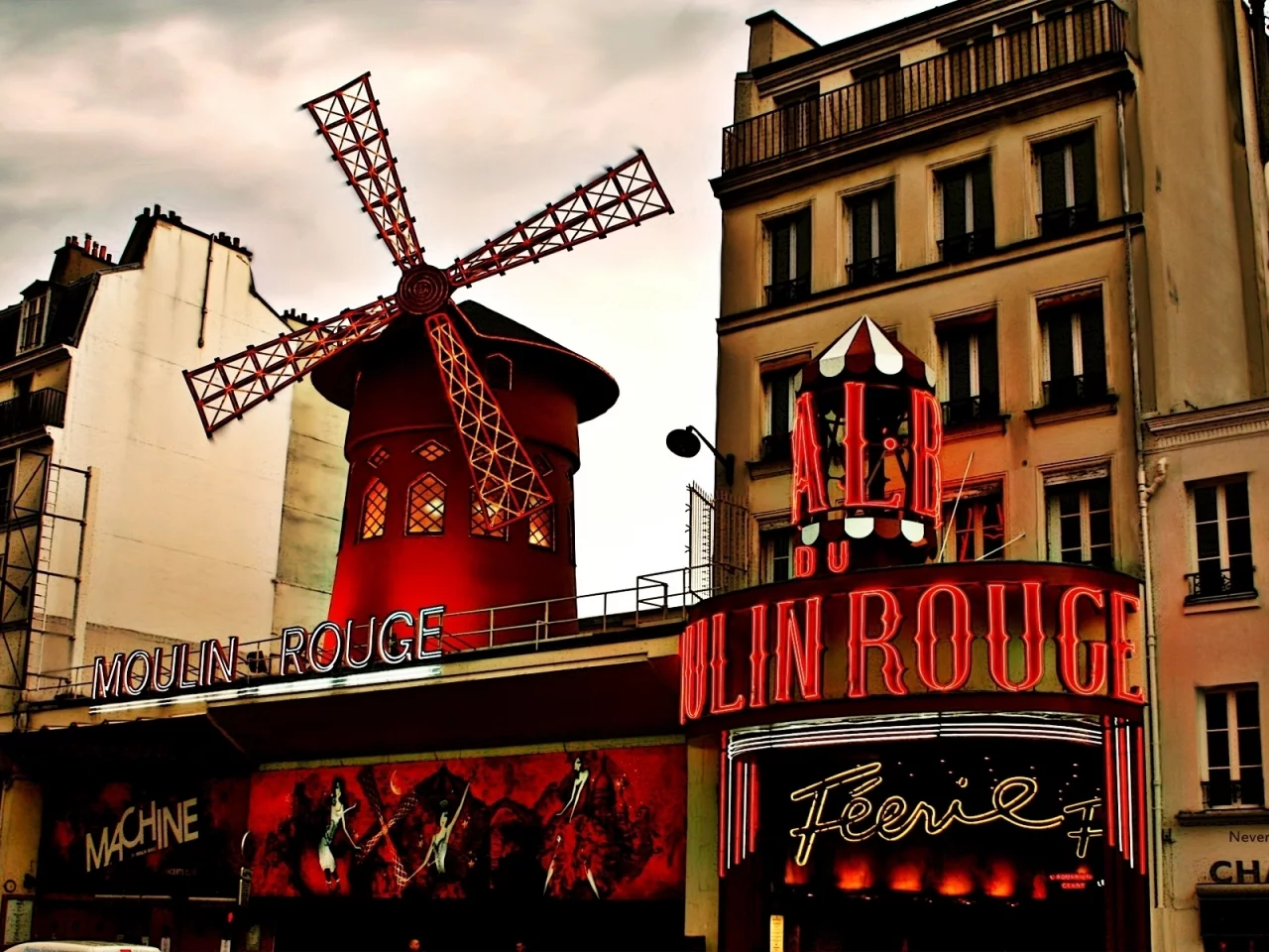 муленруж, дома, moulin rouge, город