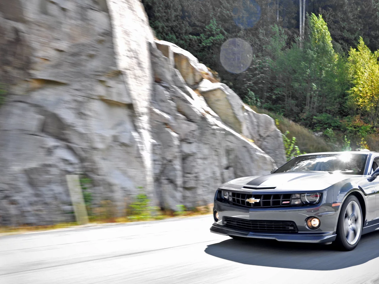 мускул кар, шоссе, солнечный день, chevrolet camaro ss, трасса, скорость, muscle car, drive, езда