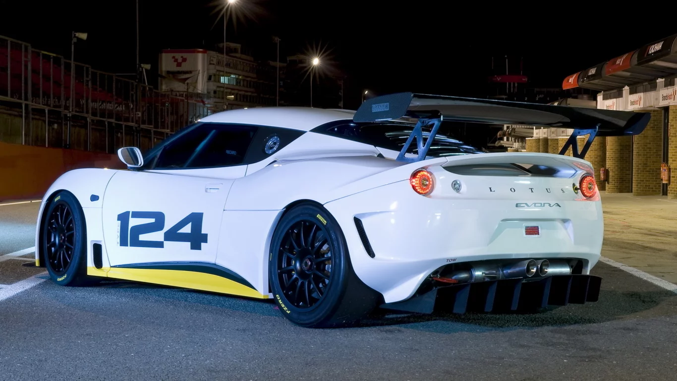 racecar, ночь, евора, лотус, боксы, lotus, evora, задняя часть, трасса, night, type 124, endurance