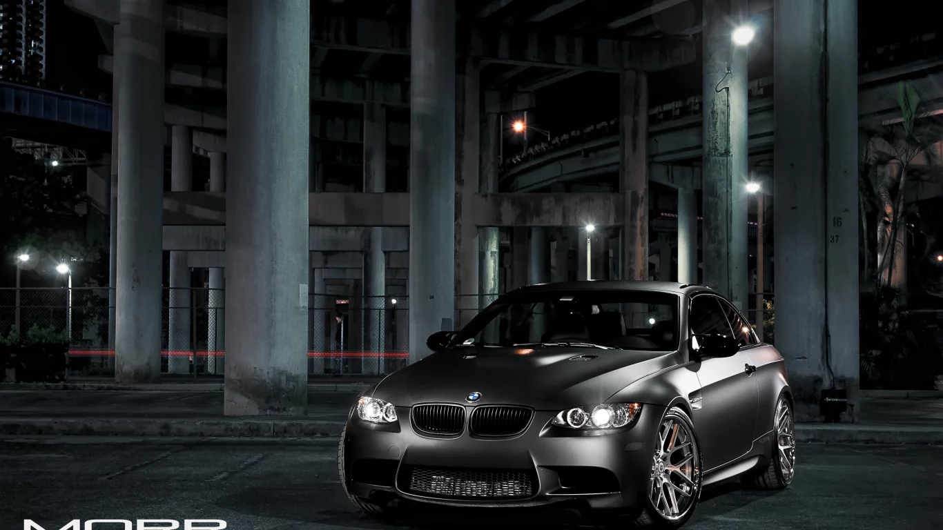 чёрный, bmw, м3, wheels, morr, фонари, надпись, ночь, m3, колонны, суперкар, бмв