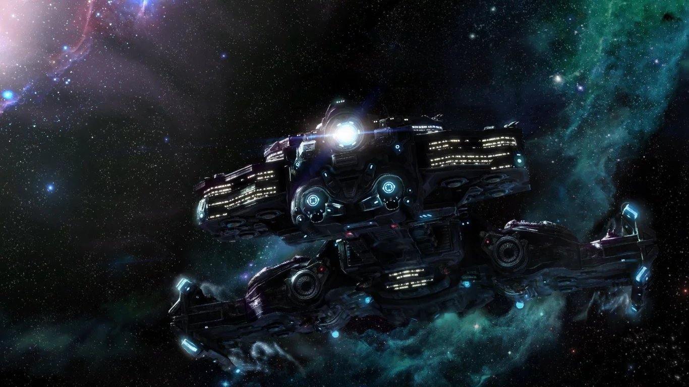 starcraft2, линейный крейсер, звезды, планета