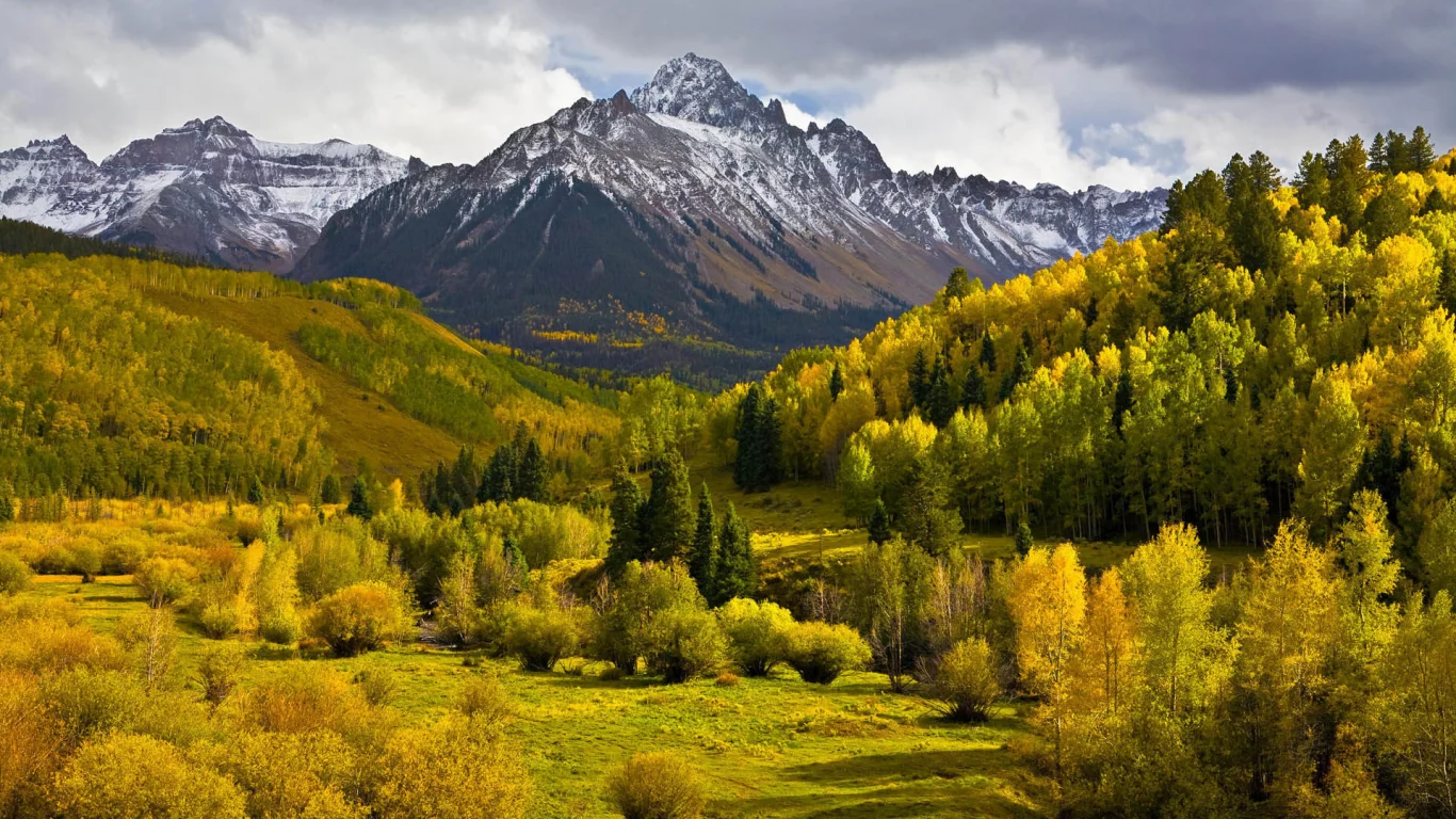 горы, лес, осень, деревья