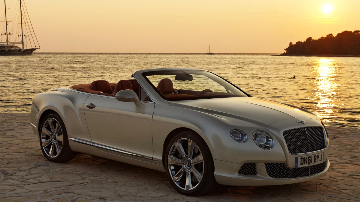 кабриолет, вода, continental, бентли, bentley, континентал, парусник, закат, гтц, закат, яхта, берег, солнце, небо, gtc