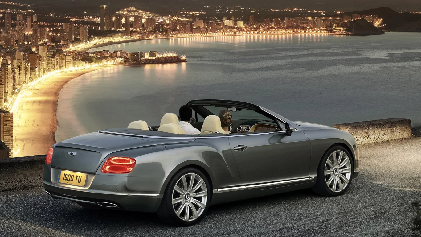 continental, кабриолет, огни, город, бентли, gtc, ночь, гтц, пляж, континенталь, берег, bentley, красивый вид