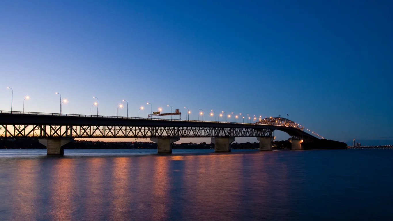 мост, огни, вода