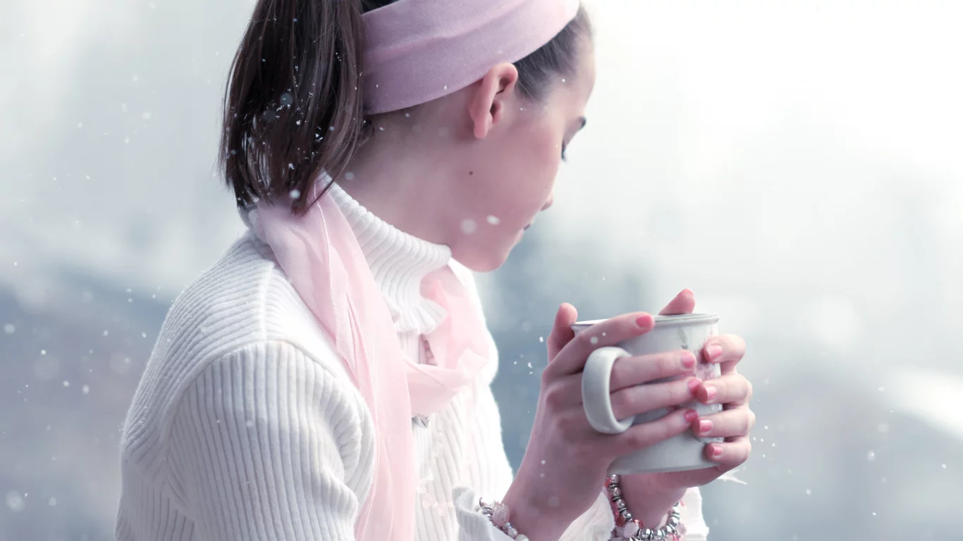 снег, белый, свитер, snow girl, девочка, нежность