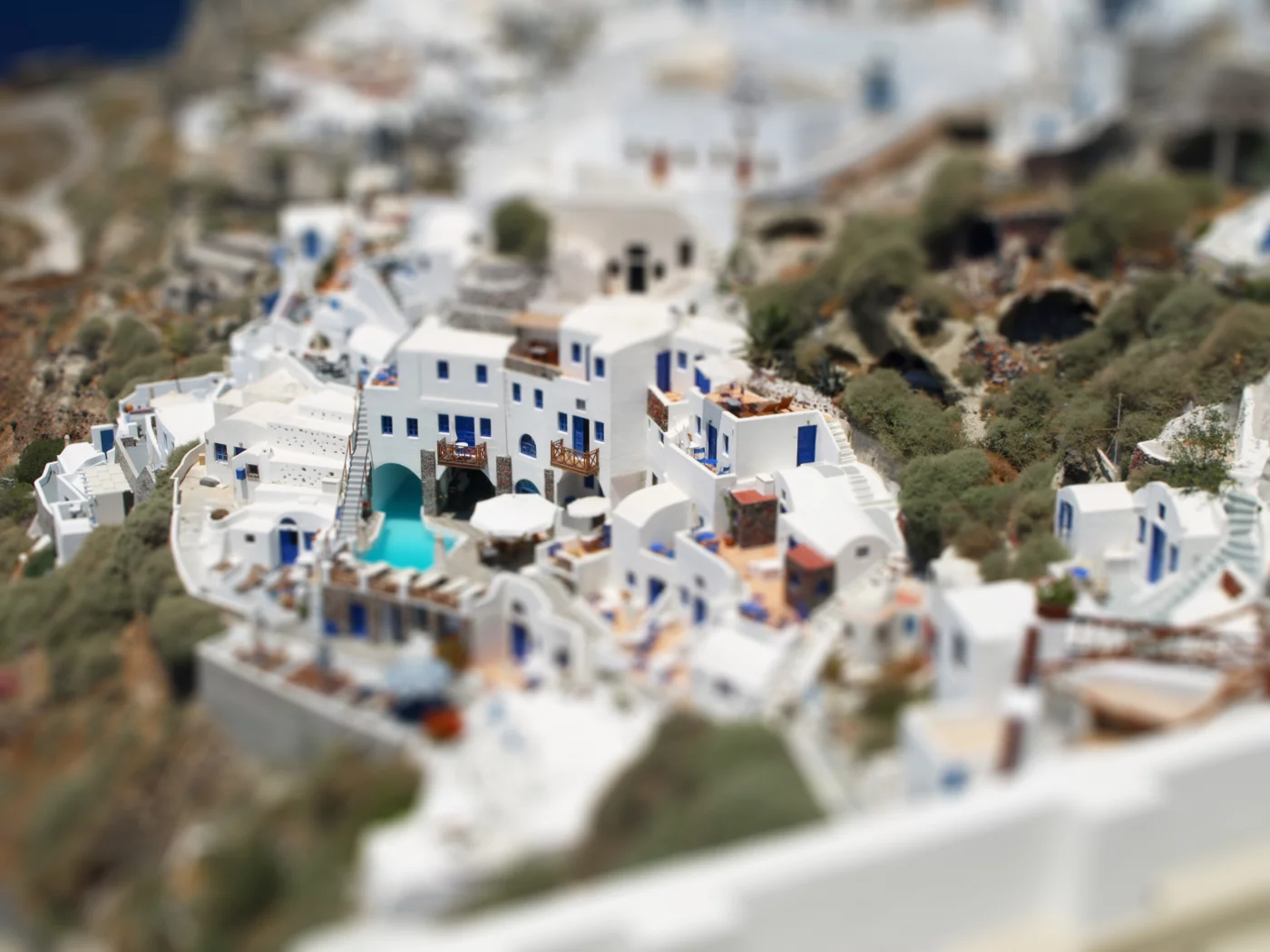дома, белые, санторини, tilt-shift, греция