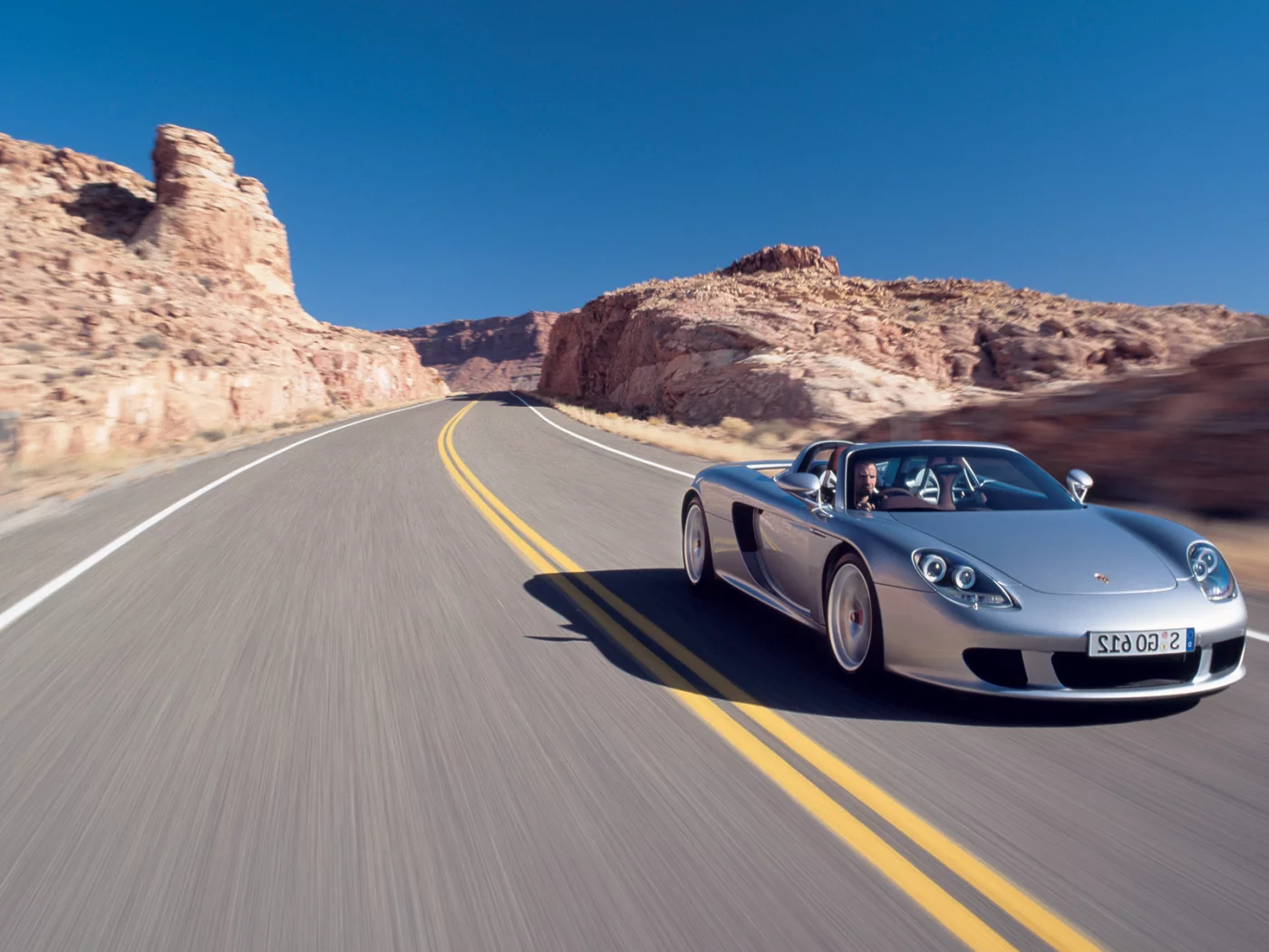 porsche, carrera gt, горы, дорога