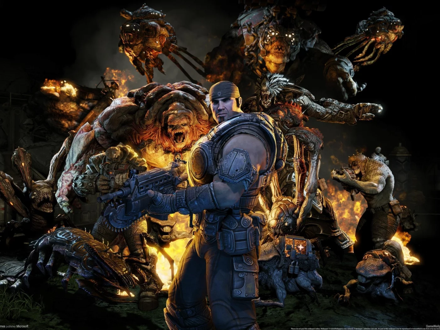 gears of war, lambent, marcus fenix, 3, монстры