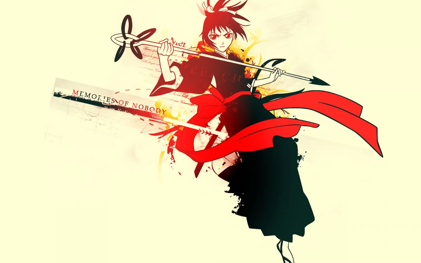 девушка, memories of nobody, посох, anime, bleach, кимоно