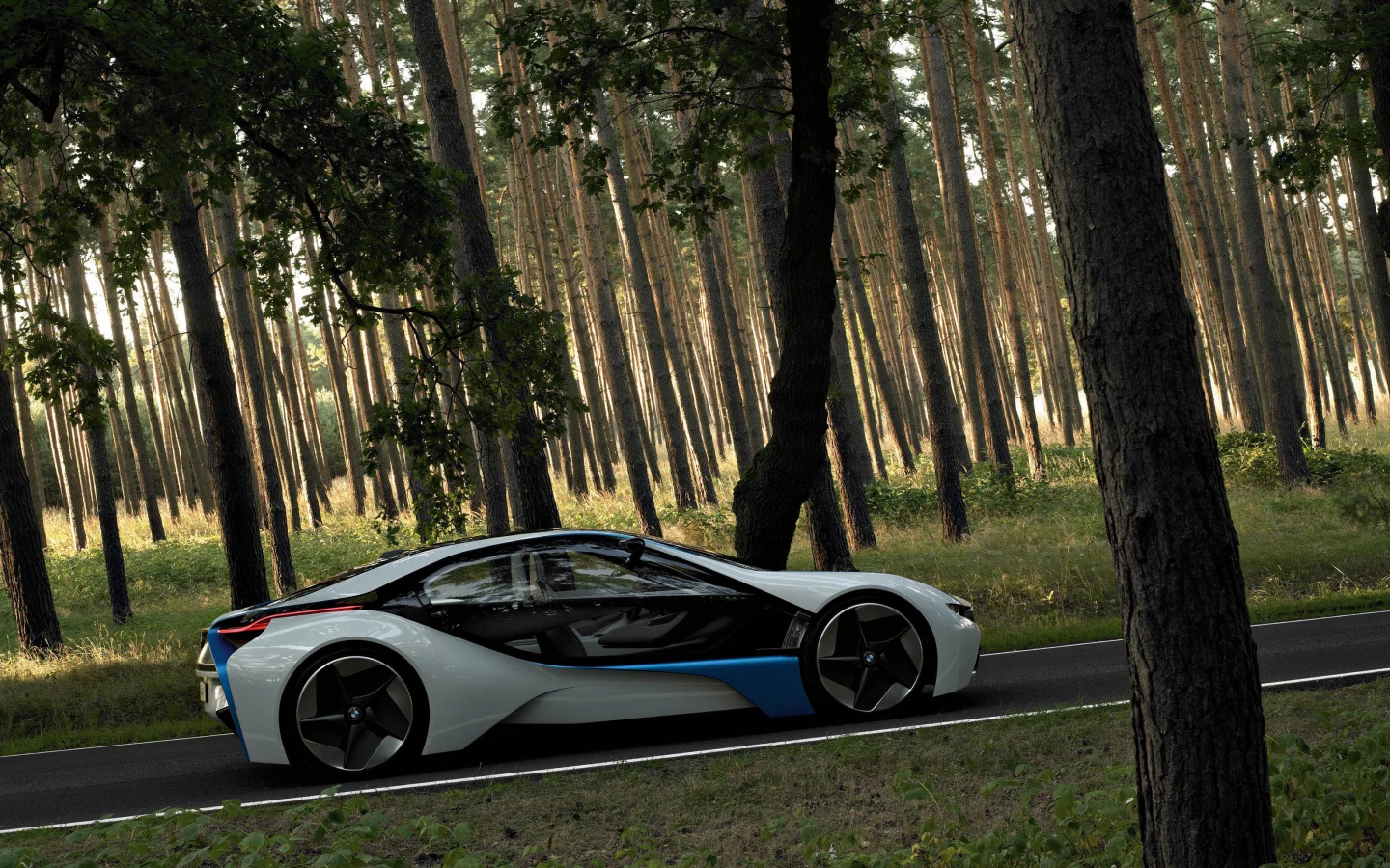 bmw, dynamics, лес, обои, vision, прототип, дорога, сосны