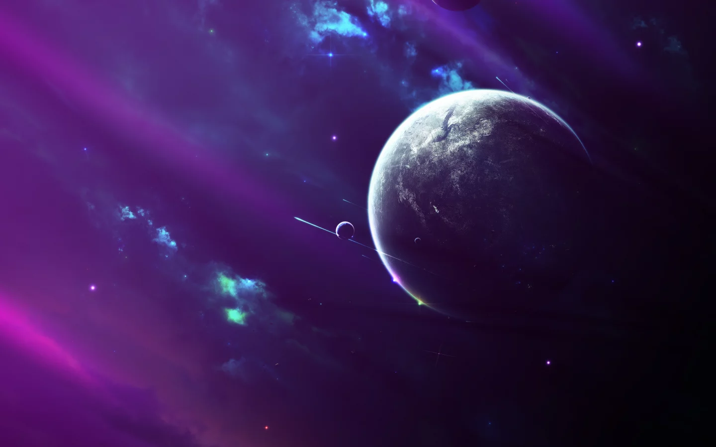 spaceships, туманность, звезды, nebula, планета, cпутники