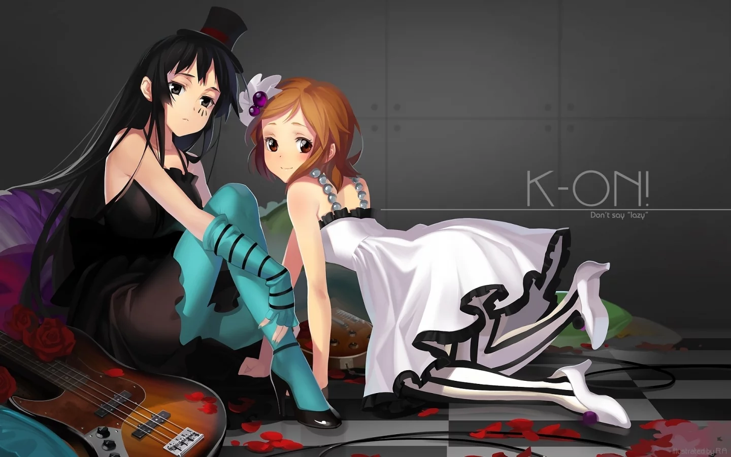 наряды, гитара, akiyama mio, k-on!, девушки, hirasawa yui