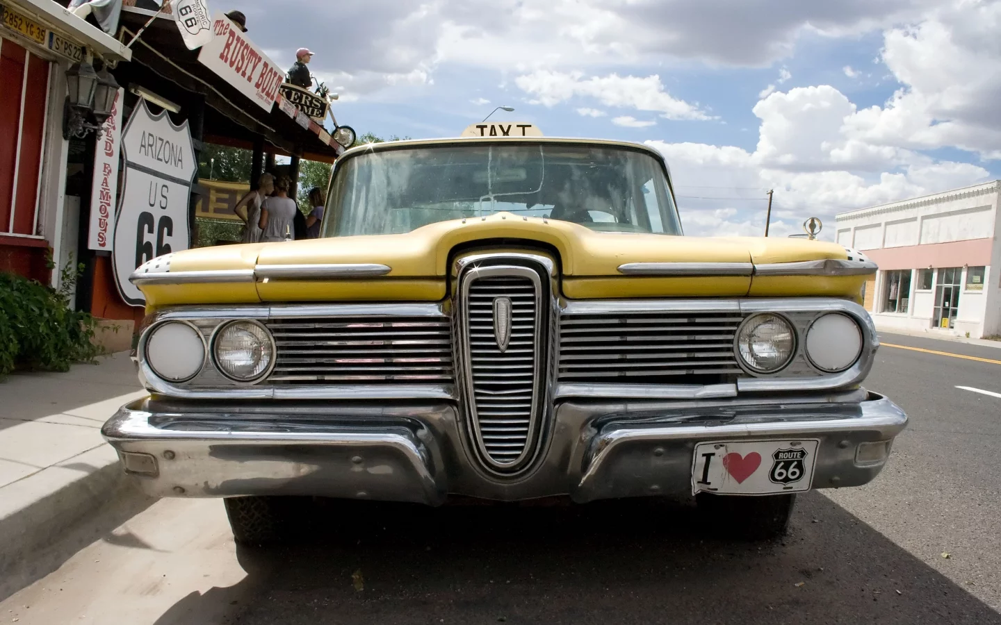 шоссе 66, route 66, аризона, will rogers highway, такси, vintage taxi, америка, дорога, ретро, улица