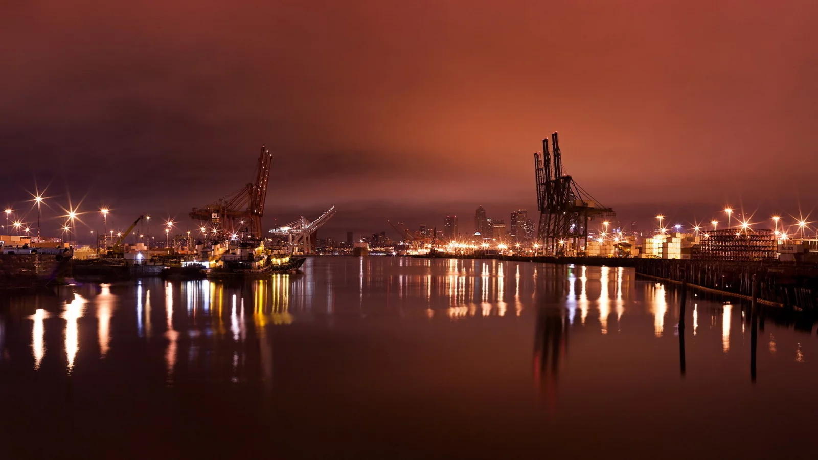 night, сиэтл, сша, seattle, залив, бухта, usa, вода, огни, harbour, ночь