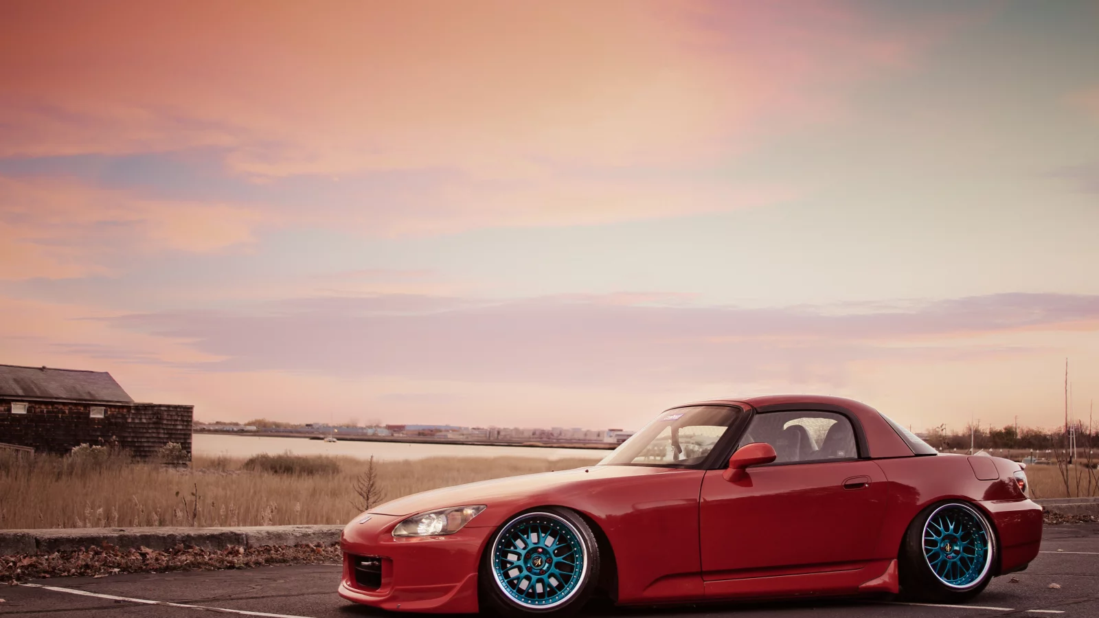 небо, honda, закат, s2000