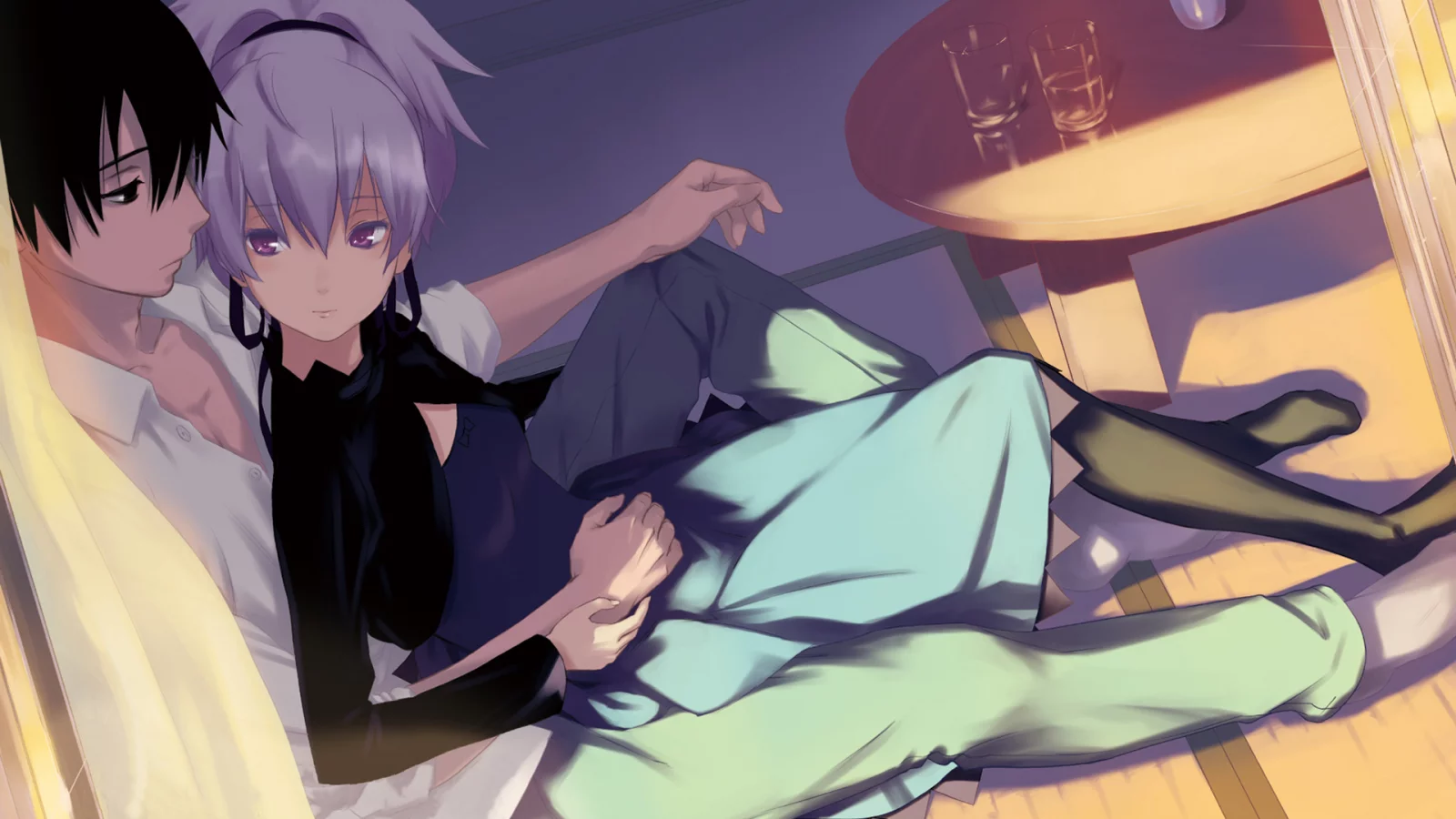 солце, инь, хэй, дом, стаканы, darker than black, двое, стол