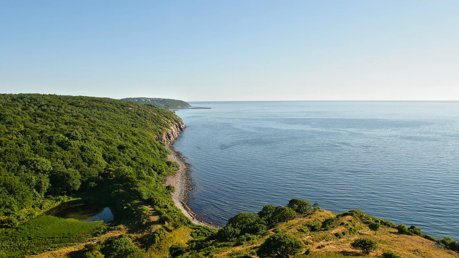 небо, дания, landscape, пейзажи, побережье, море, лес, холмы
