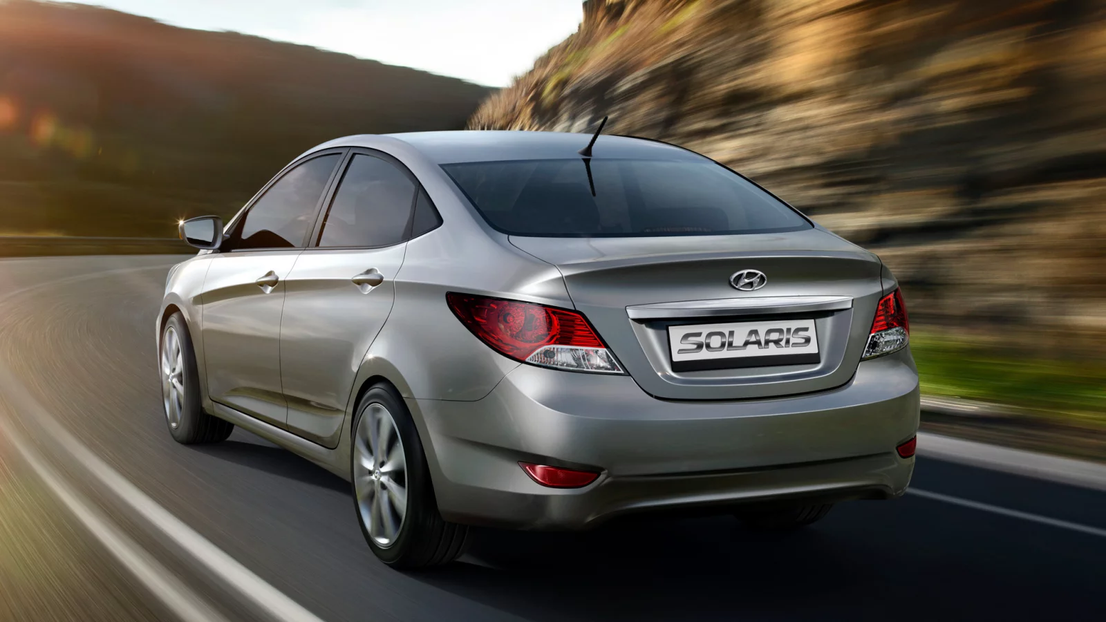движение, трасса, solaris, hyundai, горы