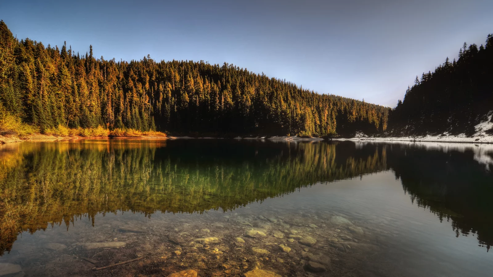 деревья, холмы, вода, nature, природа, отражение, лес, озеро, снег