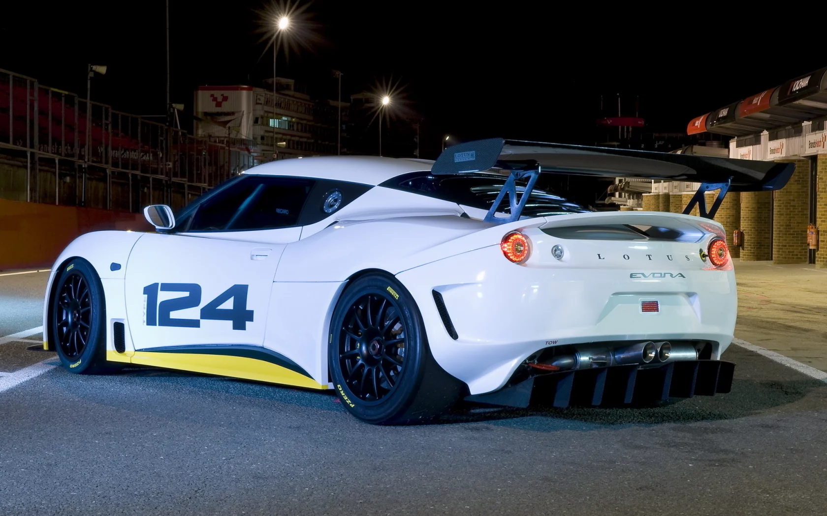 racecar, ночь, евора, лотус, боксы, lotus, evora, задняя часть, трасса, night, type 124, endurance