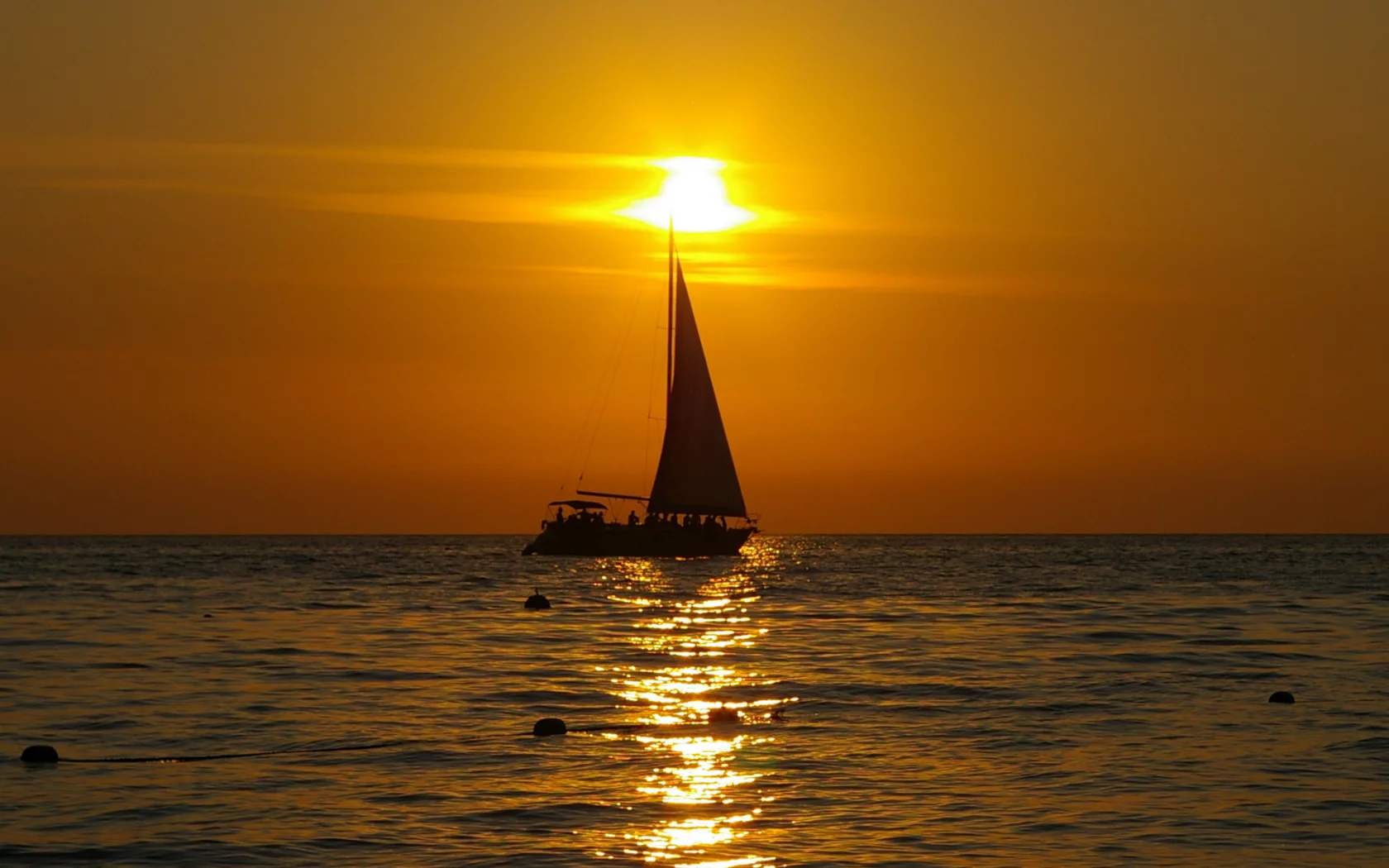 яхта, рыбалка, море, парус, закат
